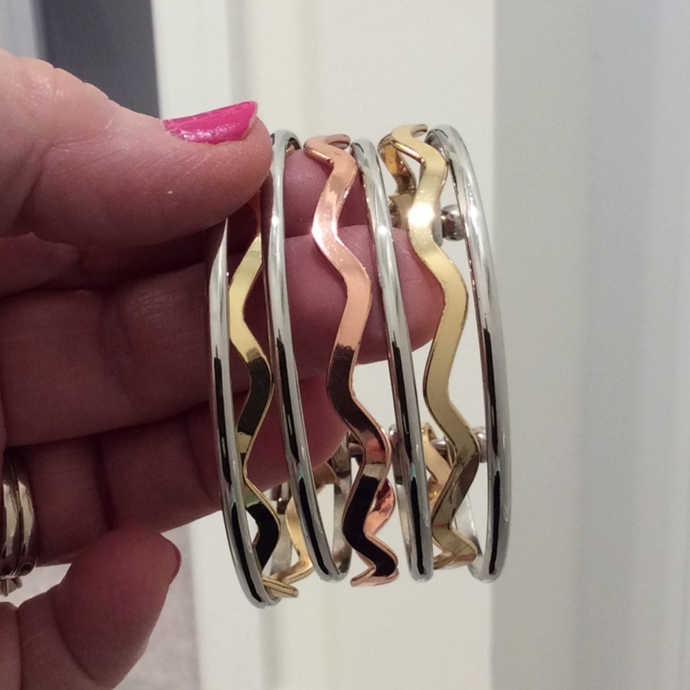 Gold, silver, and rose gold cuff bracelet